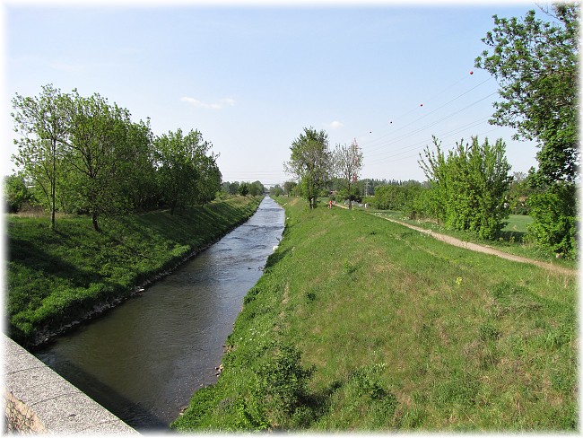 Černovice, zregulované koryto 